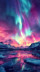 Fototapeta premium Vibrant illustration of the Northern Lights 