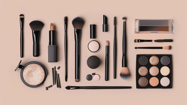 top view different makeup kits