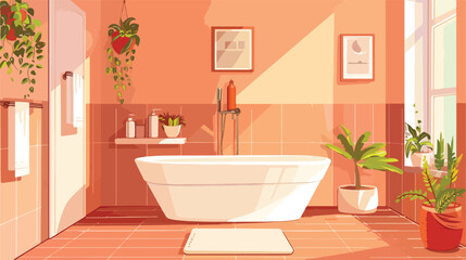 Fototapeta na wymiar Bathroom modern interior - a bathtub with a washbasin