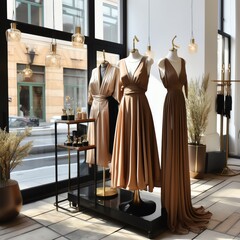 Stylish popup fashion shop with unique clothing racks and trendy designs