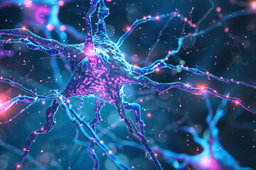 Connection concept of molecular fluorescent neuron network and DNA is used in medicine and business, used as vector illustration background.