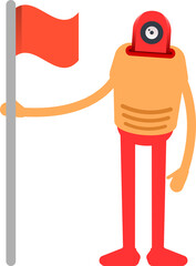 Humanoid Character Holding Flag
