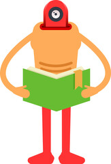 Humanoid Character Reading Book
