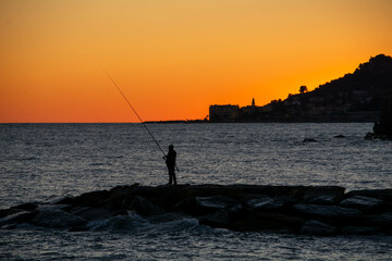 fishing boat at sunset