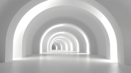 High-resolution image of a bright white tunnel, creating a clean and minimalist background