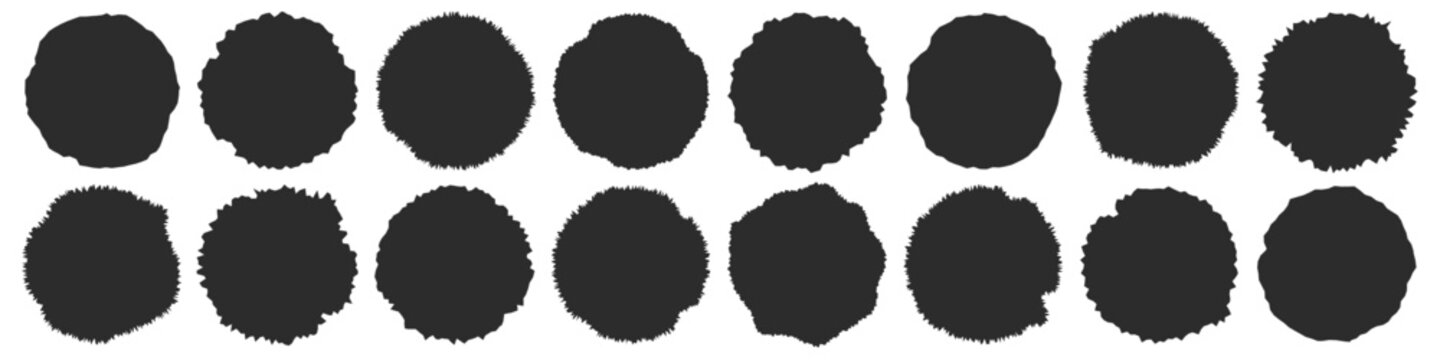 Collection of jagged circle, round ripped paper frames vector illustration	