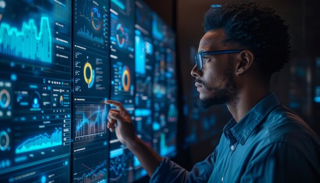 A promotional poster for a tech conference featuring a live demo of a support rep using an interactive touchscreen wall