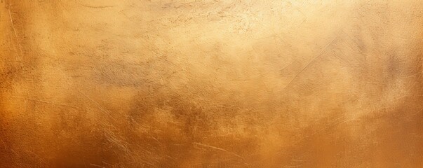 Tan foil metallic wall with glowing shiny light, abstract texture background blank empty with copy space