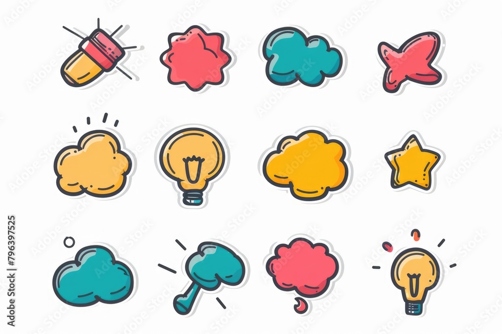 Poster Assorted stickers with different shapes, ideal for crafting projects
