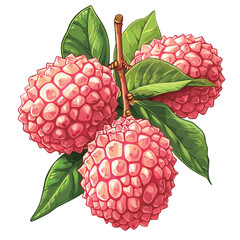 Lychee fruit on white background. Vector illustration for your design