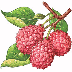 Lychee fruit on white background. Vector illustration for your design