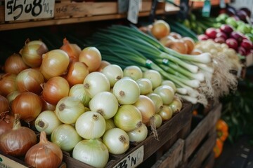Organic onion on the market.