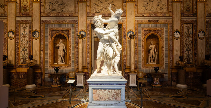 The Rape of Proserpina by Gian Lorenzo Bernini. Baroque marble sculpture in Galleria Borghese.