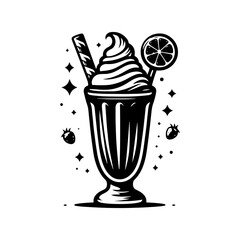 Milkshake Silhouette Illustration - Easy Graphic Enhancement, Minimallest Milkshake Vector
