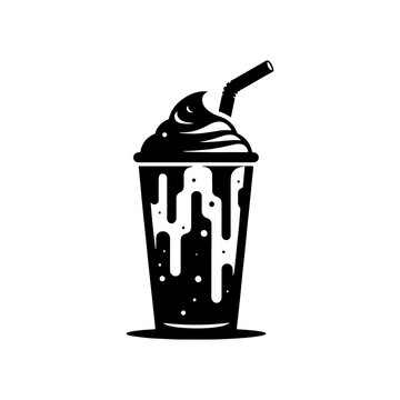 black milkshake with whipped cream clip art preview