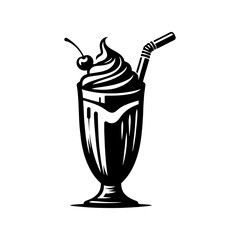 Silhouette of a Tempting Milkshake - Graphic Design Essential, Milkshake Illustration
