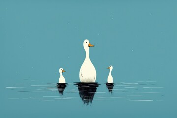 Ducks family in lake animal goose bird.