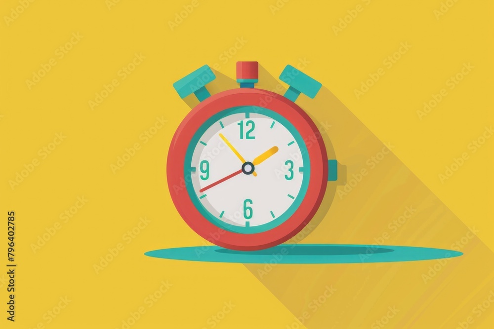 Aufkleber a red alarm clock on a vibrant yellow background. perfect for time management concepts