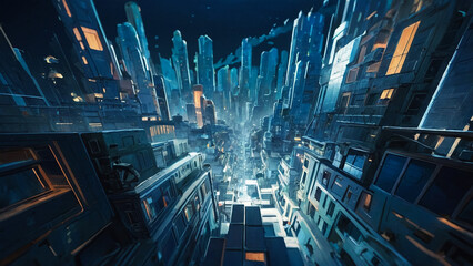 3d rendering illustration stage display with background of tokyo city and Fuji mountain in blue tone color
