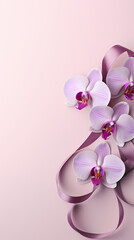 Light purple background with flowers and ribbons