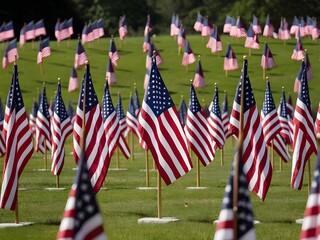 American flag on the grave memorial day