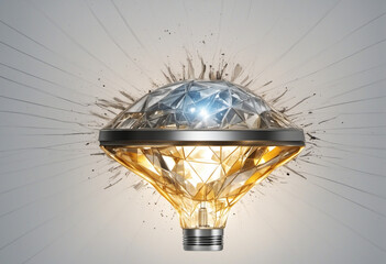  Light bulb of triangles and points. Background light gray lines. Illustration of innovative Light Bulb.