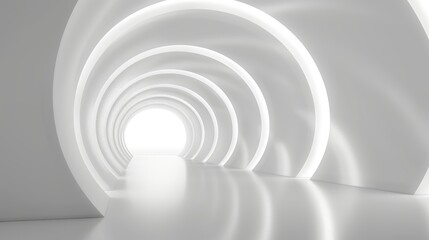 Striking high-resolution photograph featuring a luminous white tunnel, perfect for a sleek and modern backdrop