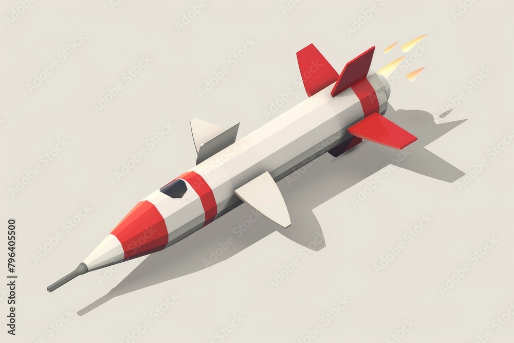 Poster Paper model of a red and white rocket. Ideal for educational projects