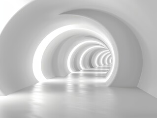 Vivid high-resolution image capturing the intense brightness of a white tunnel, offering a pure and stark background