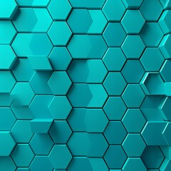 Turquoise hexagons pattern on turquoise background. Genetic research, molecular structure. Chemical engineering