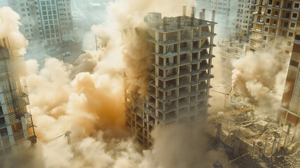 Dust clouds after detonator blast - obrazy, fototapety, plakaty