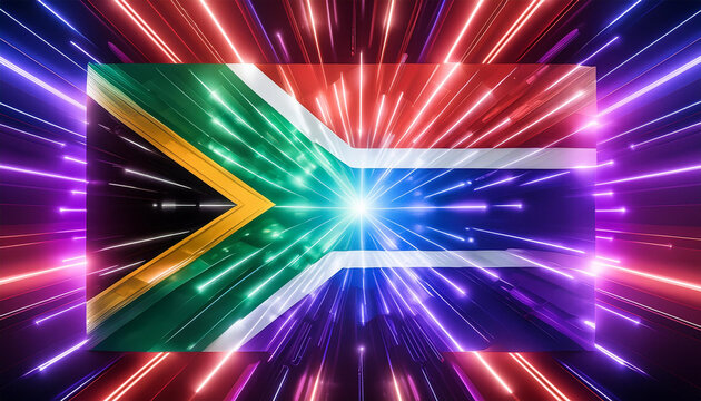 South African flag emitting light 