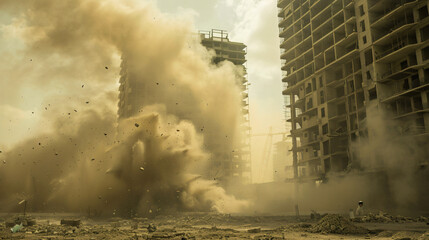 Dust clouds after detonator blast