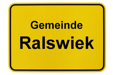 Illustration eines Ortsschildes der Gemeinde Ralswiek in Mecklenburg-Vorpommern