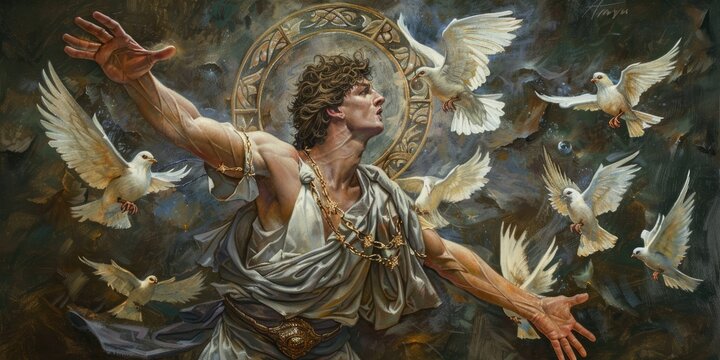 Hermes, revered as the god of travelers, merchants, shepherds, thieves, traffic, and oratory, symbolizing the diverse aspects of communication, commerce, and movement in Greek mythology.