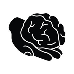 Human brain on hand, concept isometric icon of artificial intelligence brain