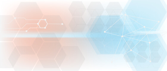 Vectors geometric hexagon abstract background with technology, Science design and simple polygonal elements.