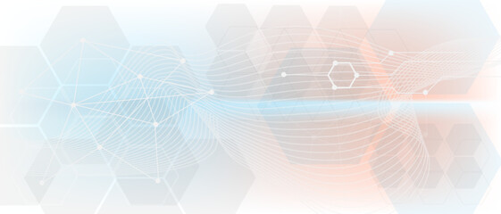 Vectors geometric hexagon abstract background with technology, Science design and simple polygonal elements.