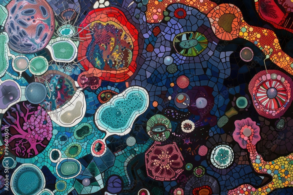 Poster vibrant painting with various shapes and colors. suitable for artistic projects