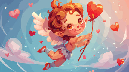 Cute cupid character. Happy Valentines day vector illustration