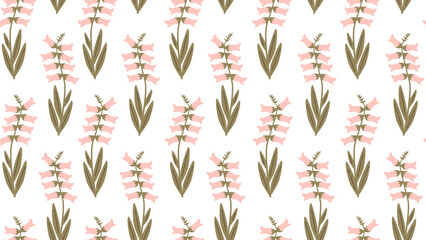 cute abstract simple hand drawn seamless vector pattern background illustration with  pink bellflowers