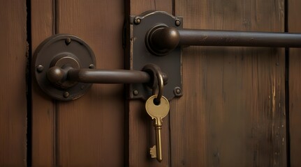 Rusty old shackles with padlock, key and open handcuff used for locking up prisoners or slaves between 1600 and 1800.generative.ai 