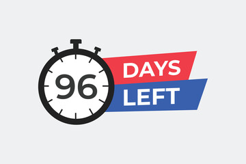 96 days to go countdown template. 96 day Countdown left days banner design. 96 Days left countdown timer