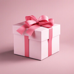 Fototapeta premium present box with pnk ribbon
