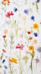 Real pressed summer flowers backgrounds pattern plant.