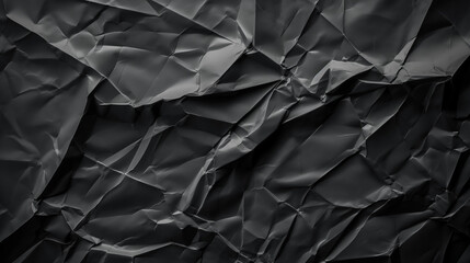 Dark Wrapping Unraveled: Black Crumpled Paper Abstract Texture