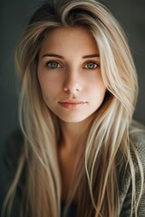 Fototapeta premium beautiful blonde woman witlh long straight hair with amazing eyes