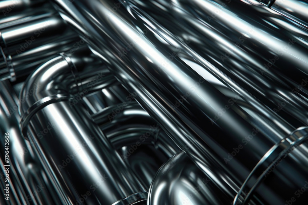 Poster a network of interconnected pipes, suitable for industrial concepts