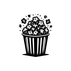 Silhouette of Popped Popcorn - Simple and Effective, Popcorn Illustration
