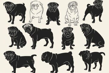 Simple and versatile dog silhouettes, suitable for various design projects